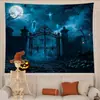 Tecido de Halloween de Terror Escuro para Pendurar Aranha Gigante Teia de Aranha Fantasma Caveira Decoração de Parede Tapeçaria Atacado