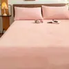 Color Sólido Invierno Coral Leche Terciopelo Cama Sábanas de Cama Pieza Única Engrosada Forrada de Felpa Colcha Estudiante Dormitorio Individual Felpa Cama Sábanas de Cama Colcha