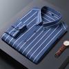 Camisa masculina de manga comprida nova de primavera moda jovem coreana business casual slim listrada estampada homens