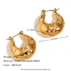 Moda Europeia e Americana Elegante Nicho Retro Brincos Aço Inoxidável Banhado a Ouro 18K Vazado Geométrico Listras Leves Vegetais Brincos para Mulheres