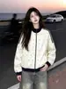 Sudadera con capucha y cremallera de manga larga con lunares y bloques de color, personalidad de nicho moderna americana, chaqueta para mujer, estilo casual de otoño e invierno, top versátil