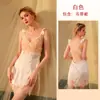 Camisón de noche estilo francés, puro y sensual, con volantes para mujer, con detalles de encaje, tela de seda helada, una espalda abierta grande y una abertura lateral, creando un look sexy.. 439