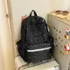 Mochila Estrela Estilo Coreano para Meninas, Mochila de Nylon Leve de Alta Capacidade para Alunos do Ensino Fundamental II e Médio, Mochila Escolar Estilosa e Leve para Meninas