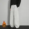 Pantalones de chándal rectos de peso pesado con caída, de estilo americano/personalizado, con cintura de color block de marca de moda para hombres y mujeres, holgados y estilizados para deportes y ocio de otoño