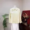 Zhi LiNova Camisa Base Jacquard com Gola Boneca Estilo Chinês 2026 Novo Design de Primavera Top Jovem e Elegante
