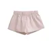 Shorts Casuais Xadrez de Cintura Baixa com Três Botões para Mulheres, Conforto Caseiro de Verão, Estilo Fino Versátil, Tamanho Petite, Adequado para Usar Fora