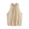 ZR Comercio Exterior Transfronterizo 2026 Nuevo Conjunto de Moda Europea y Americana para Mujer con Cuentas, Top de Tirantes Estilo Burbuja + Pantalones de Farol