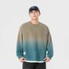 Moletom Masculino Kun Hai Peng Yun Outono Nova Cor Degradê Falso Duas Peças Top Masculino Moda Americana High Street Marca de Roupas
