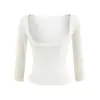 Sexy y ligero top corto semitransparente de manga tres cuartos con camisola y top sin tirantes para un hermoso conjunto de dos piezas con espalda descubierta