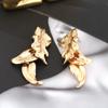 Pendientes de hoja de diamante de aleación vintage ZA, pendientes de hoja de metal de estilo festivo con personalidad europea y americana para mujer