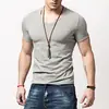 Camiseta Deportiva Ajustada de Alta Elasticidad para Hombre Camiseta Lisa de Cuello V para Hombre T39