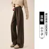 Calça casual de algodão europeu feminina, estilo novo outono e inverno 2026, tamanho plus size, corte solto, modelagem que afina a silhueta, versátil, calça pantalona com cordão
