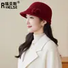 Nuevo Sombrero de Lana de Moda Versátil Estilo Coreano para Mujer Principios de Otoño Sombrero de Copa Pequeña que Resalta la Cara Sombrero Simple Elegante de Protección Solar