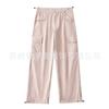 Overol de estilo europeo y americano con cordón y atado en el tobillo para mujer, blogger de Instagram, foto callejera, multibolsillos, holgado, adelgazante, recto, pantalones casuales