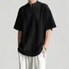 Marca de Moda Color Sólido Cuello Alto Funcional Manga Corta para Hombre Primavera/Verano Ligero Transpirable Media Cremallera Diseño Único Casual Manga Corta