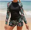Nuevo Traje de Baño Moda Bikini Europeo y Americano Manga Larga Traje de Buceo Transfronterizo para Bikini Dividido Mujer