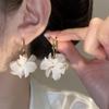 Pendientes de flores blancas de Super Fairy, estilo coreano, para mujer, con un diseño distintivo, elegantes y combinables.