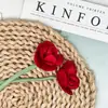 Flor Rosa Tulipa Estilo Europeu Artificial Xiao Jiao Flor Enrolada DIY Flor de Seda Flor Artificial Acessórios de Casamento Tecido Floral