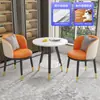 Conjunto de Mesa e Cadeiras de Lazer para Varanda da Moda, Mesa Redonda Simples de Camada Dupla para Recepção e Negociação, Uma Mesa e Duas Cadeiras, Conjunto de Três Peças para Receber Convidados