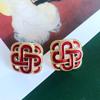Pendientes de aguja de plata 925 con diseño de amor sencillo, estilo japonés y coreano, con elegante esmalte rojo francés, nueva joyería para las orejas A97