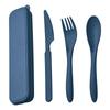 Vajilla de Paja de Trigo Transfronteriza, Set de Vajilla Portátil para Viaje, Cuchillo, Tenedor y Cuchara de Plástico Set de Regalo con Logo Juego de Tres Piezas