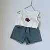 Gl-Kids Estilo Coreano Verano Nuevos Pantalones Cortos de Mezclilla Vintage Deshilachados para Niños Unisex Retro Delgados