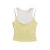 Camisola de verano de dos piezas con cuello redondo y sin mangas, de color contrastante, ajustada, de cintura alta, corta, hasta el ombligo, para mujer