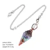 Colgante de péndulo de cristal de bronce antiguo personalizado estilo europeo y americano cono hexagonal forma de diamante yoga meditación frecuencia ajustable péndulo de resina