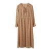 Vestido Florido Francês para Pausa para o Chá Conjunto de Duas Peças Outono Novo Roupas Femininas Plus Size Conjunto de Colete Cor de Café 313032t21