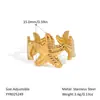 Moda Estilo Celebridad de Internet Elemento Marino Personalizado Acero Inoxidable de Alta Gama Oro Real Anillo Abierto Impermeable Que No Se Desvanece Estrella para Mujeres