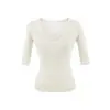 Top Sexy y Elegante de Cuello en V Profundo y Manga Media, Nuevo Estilo Primavera/Verano 2026, Suéter Pulóver de Canalé Ajustado que Ceñe la Cintura