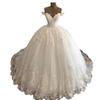 Vestido de Noiva Principal com Cauda Grande Europeu e Americano Transfronteiriço Branco Longo Decote V Francês Slim Retrô Renda Vestido de Noiva Atacado de Fábrica