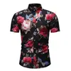 Camisa Masculina de Manga Curta Estilo Havaiano com Estampa de Verão, Gola Lapela, Top Casual
