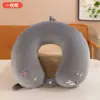 Almohada en Forma de U para Protección del Cuello con Bordado de Shiba Inu y Tiburón para Adultos y Estudiantes, Adecuada para Dormir, Almohada Cervical, Almohada de Viaje Portátil para Viajes Largos