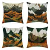 Funda de almohada de lino estampada Montañas Verdes y Ríos Nuevos de Temu Transfronteriza Decoración para Dormitorio Sofá Ventana Abuhardillada Dropshipping