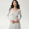 Elegancia intelectual, diseño ajustado, suéter de cachemir con cuello en V de punto trenzado para mujer, suéter adelgazante, top de otoño, camiseta básica de punto