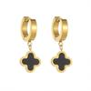 Pendientes de Trébol de Cuatro Hojas Yunyao, Pendientes de Acero de Titanio que No se Desvanecen, Pendientes para Mujer, Superficie Acrílica, Versátil, Fresco Oro Rosa
