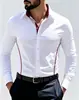 Comercio Exterior Amazon Ropa Nueva para Hombre Bloque de Color Cuello Triángulo Manga Larga Camisa Talla Europea Moda Juvenil Casual Camisa Sencilla