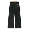 Pantalones casuales finos de moda de verano para madres de mediana edad, nuevos pantalones largos versátiles de pierna recta, sueltos y fluidos de cintura alta que ocultan la grasa corporal