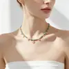 Collar de Perlas de Agua Dulce y Ágata Verde con Cuentas de Moda de Verano para Mujer, Cadena para Clavícula que No se Desvanece, Joyería Europea y Americana Versátil al por Mayor
