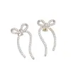 Nuevos Pendientes Populares de Gama Alta S925 Plata de Ley con Forma de Lazo con Microincrustación Completa de Diamante y Baño de Oro Real
