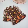 Nuevos adornos de madera para casa embrujada de Halloween transfronterizos, kit de material de madera de doble capa para bricolaje en casa, calabaza y conejo al por mayor