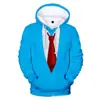 Moda Divertida Traje Falso Esmoquin Patrón de Lazo Sudadera Holgada para Hombre Estampado 3D Jersey Casual