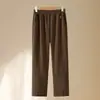 Calça de Veludo para Mãe, Primavera e Outono, Nova Cintura Elástica, Calça Casual de Cintura Alta Reta para Mulheres de Meia-Idade e Idosas, Calça Longa de Vovó