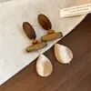 Pendientes de borla con carcasa de madera marrón transfronterizos europeos y americanos, pendientes de estilo vintage Maillard, pendientes de mujer de lujo ligero de alta gama