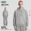 Moletom Masculino Ckx Outono e Inverno 420g de Algodão Puro Pesado com Efeito de Floco de Neve, Artesanato Vintage Patchwork e Capuz de Lã.