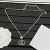 Transfronterizo 2025 Nuevo Modelo Réplica Chanel Collar Doble C con Logo e Incrustaciones de Diamante para Mujer, Collar de Artesanía de Lujo de Alta Gama al por Mayor