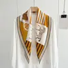 Lenço de Seda Twill com Padrão de Diamante, Versátil, para Mulheres, Seda de Amora, Lenço de Pescoço para o Dia a Dia de Luxo Leve, Coleção de Lenços Longos Estampados Vintage