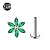 Liga de Titânio F136 Flor Multicolorida Zircônio Rosca Interna Lábio Unha Orelha Unha do Osso da Orelha Joia para Piercing 0.9