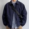 Chaqueta Japonesa Retro con Solapa para Hombre Primavera y Otoño Americana Color Sólido Simple Holgada Casual Versátil Abrigo Superior de Ropa de Trabajo